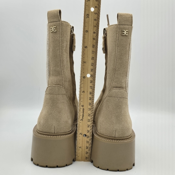 Sam Edelman Evina Platform Lace/Zip-Up Combat Boots, Sesame (tan), Women's 7M - Picture 10 of 16